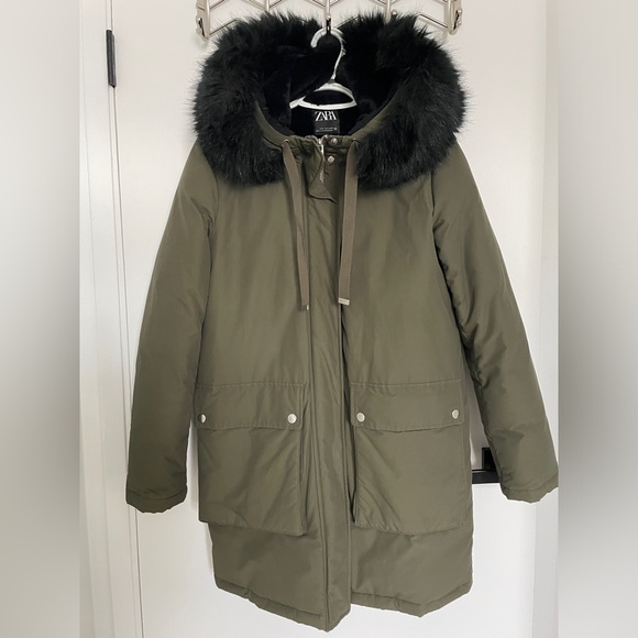 Zara Army Green Parka - Picture 1 of 6